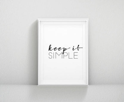 Inspiring Wall Art Keep It Simple,Typography Art,Poster Quote, Wall Hanging Art