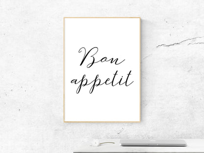 Minimalist Kitchen Decor Bon Appetit,Kitchen Printable Wall Art, Decor Print