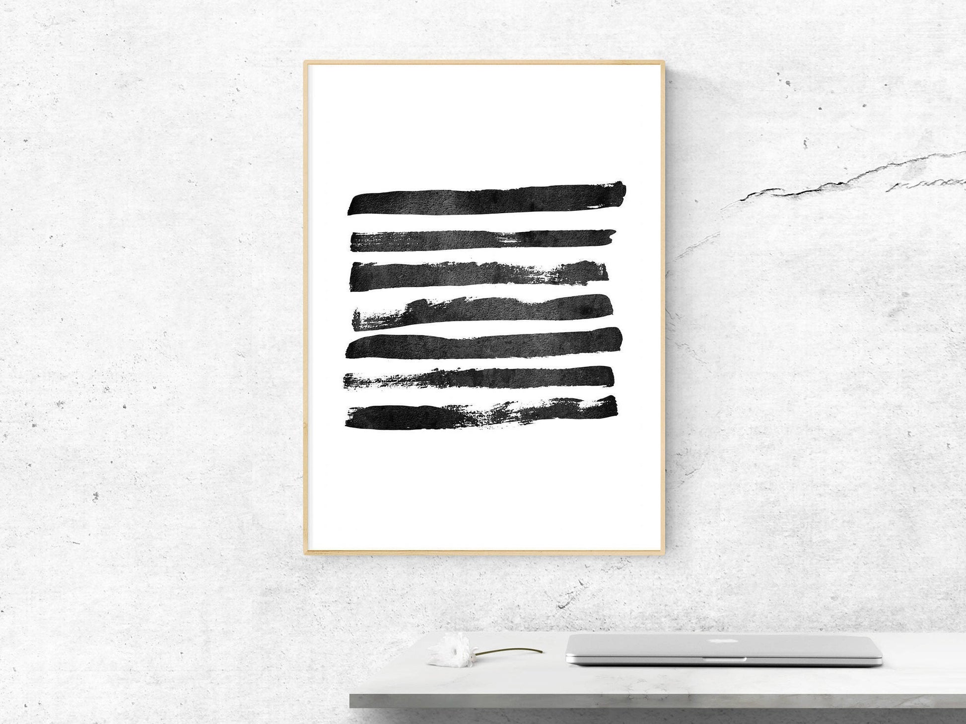 Black and White Geometric Line Art Abstract Digital Print, Room Wall Art Decor