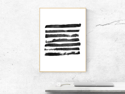 Black and White Geometric Line Art Abstract Digital Print, Room Wall Art Decor