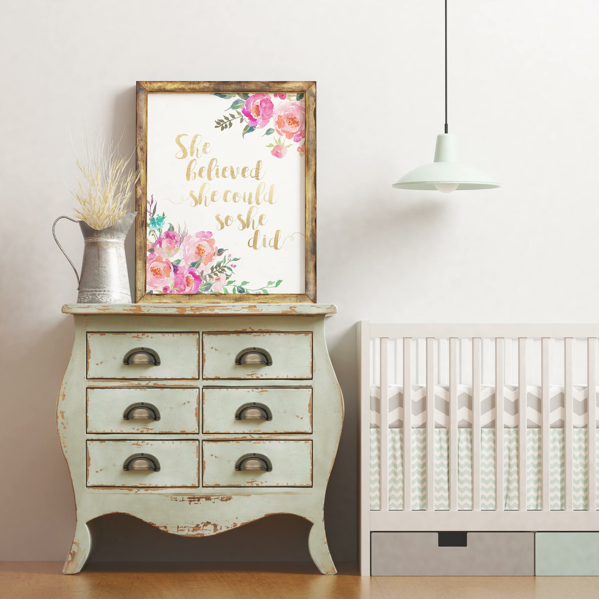 She Believed She Could So She Did Print, Printable Wall Art,Girls Room Decor