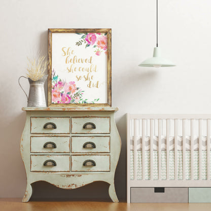 She Believed She Could So She Did Print, Printable Wall Art,Girls Room Decor