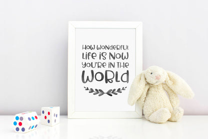 How Wonderful Life is Now You're in the World, Children Boy or Girl Printable