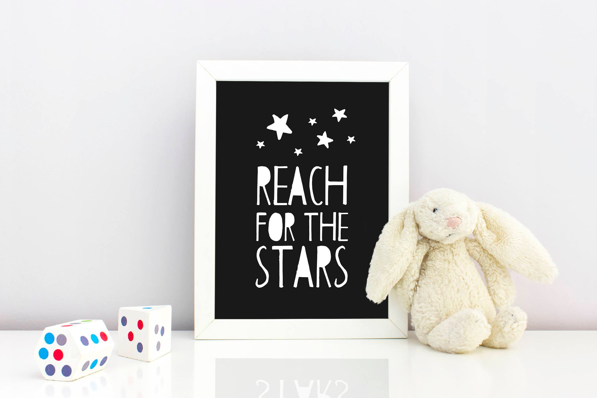 Minimalist Poster Reach for the Stars Print, Nursery Prints, Room Wall Art Decor
