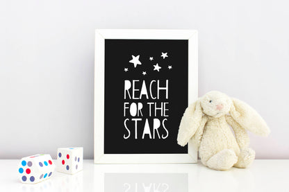 Minimalist Poster Reach for the Stars Print, Nursery Prints, Room Wall Art Decor