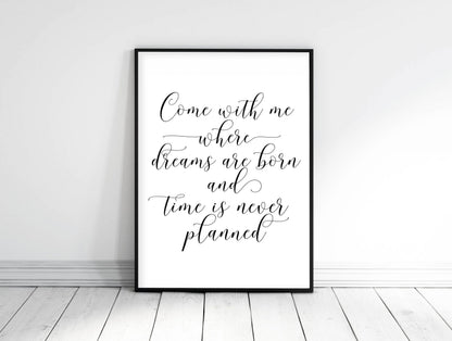 Nursery Printable Come With Me Where Dream Are Born, Nursery Wall Art