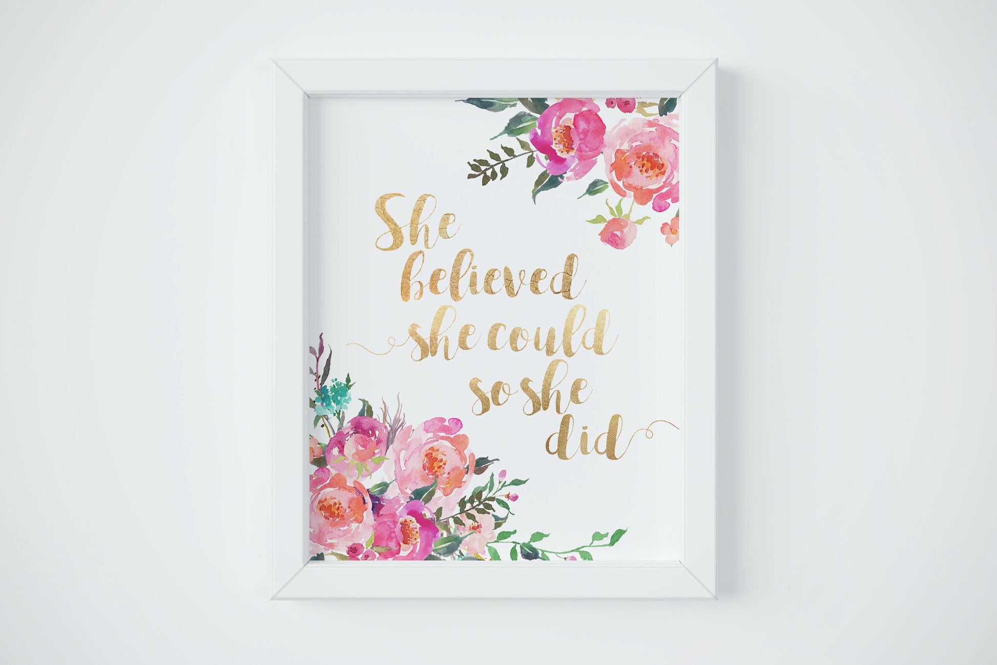 She Believed She Could So She Did Print, Printable Wall Art,Girls Room Decor