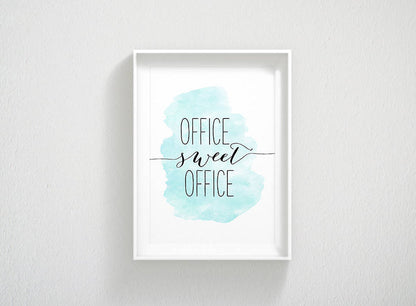 Watercolor Quotes Office Sweet Office Print, Office Printable Wall Art Print