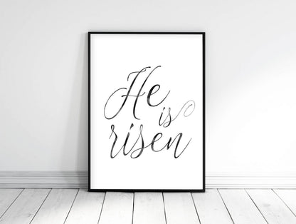 He is Risen Sign, Easter Art Print, He is Risen Print, Bible Verse Wall Art, Bible Quotes Prints