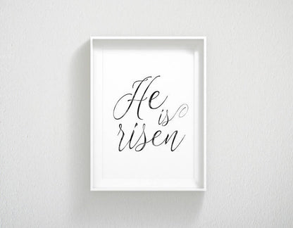 He is Risen Sign, Easter Art Print, He is Risen Print, Bible Verse Wall Art, Bible Quotes Prints