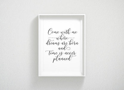 Nursery Printable Come With Me Where Dream Are Born, Nursery Wall Art