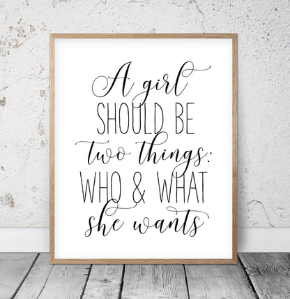 Coco Chanel Quotes A girl should be two things, Girl Quotes Room Decor