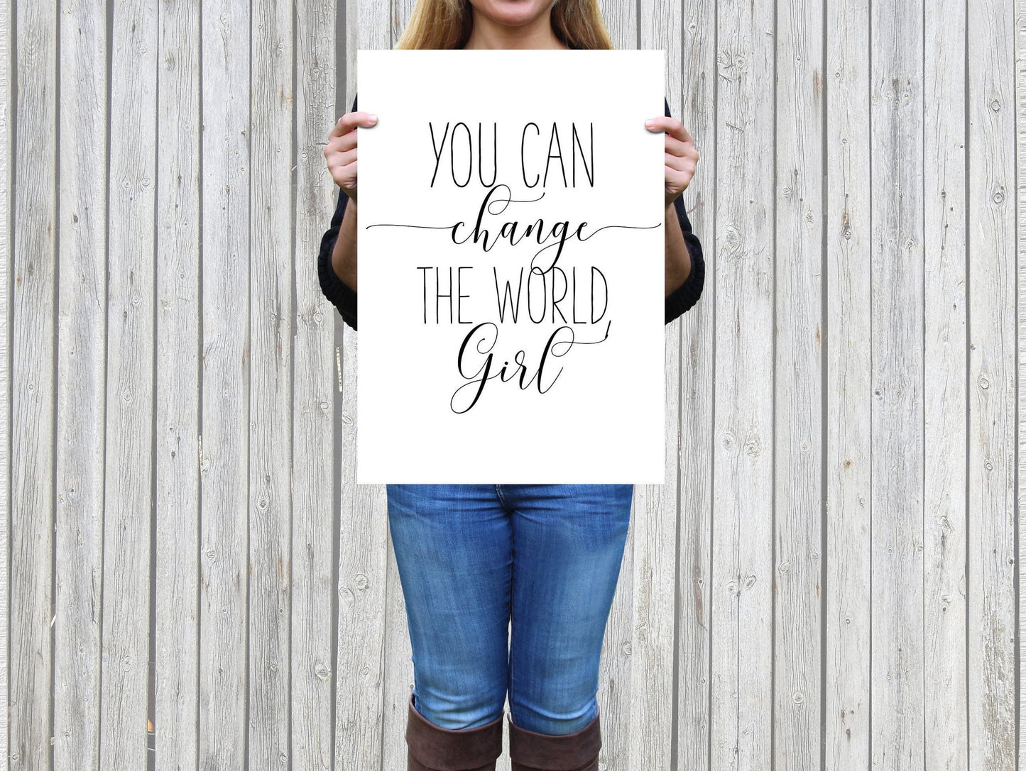 Printable Art, You Can Change the World Girl, Girl Quotes Room Decor