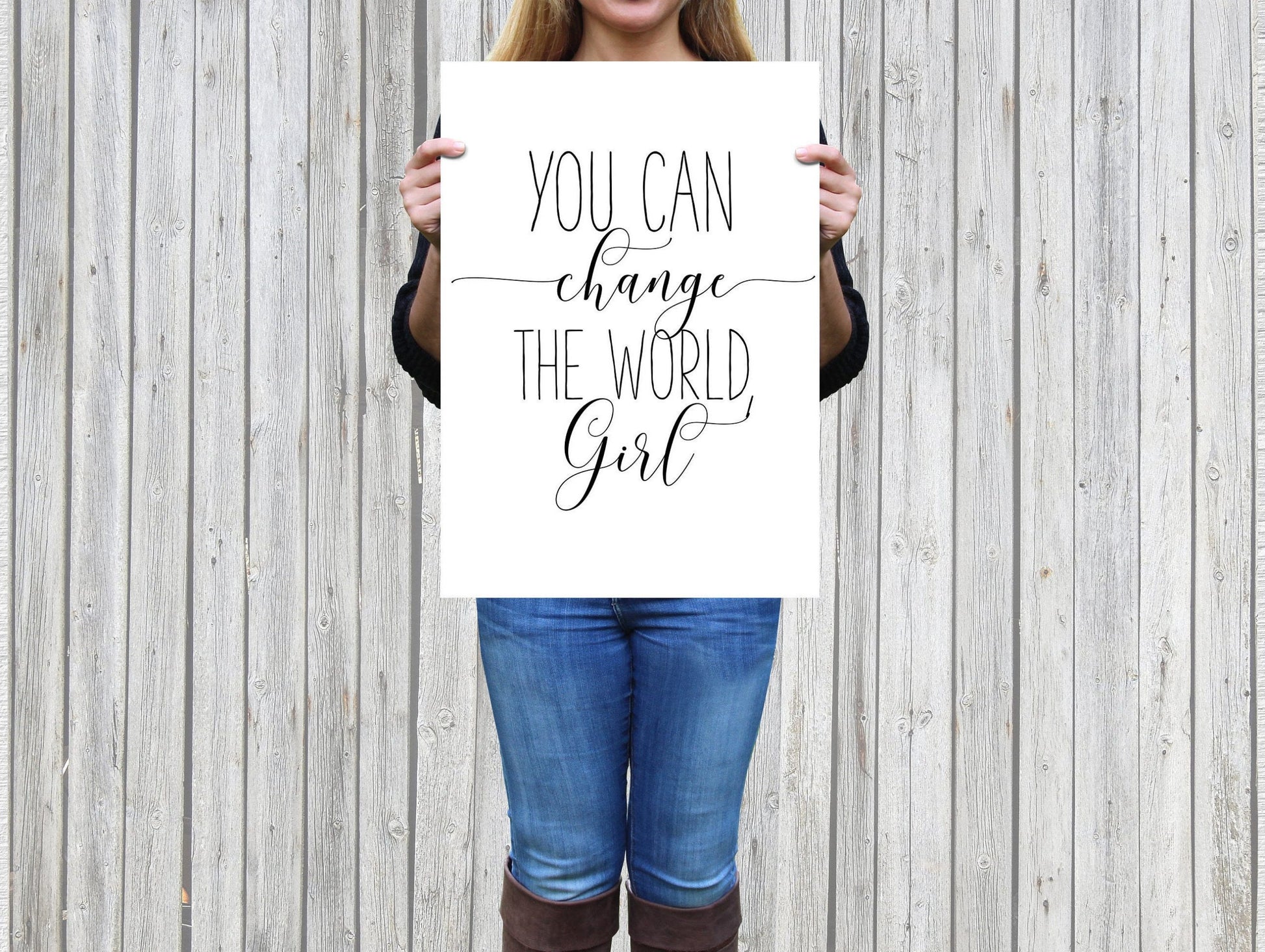 Printable Art, You Can Change the World Girl, Girl Quotes Room Decor