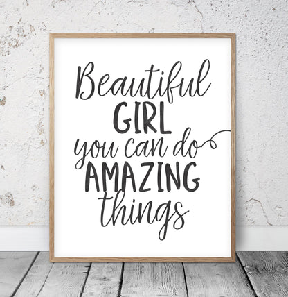 Nursery Printable Beautiful Girl You Can Do Amazing Things, Girl Room Decor