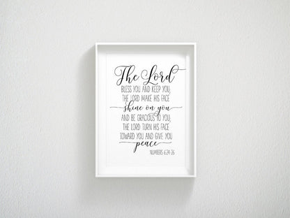 Bible Verse Printable The Lord bless You And Keep You, Numbers 6:24-46, Calligraphy Bible Verse Art