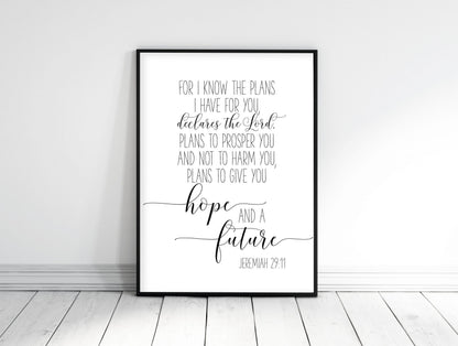 Bible Verse Art For I Know The Plans I Have For You To Give You Hope And a Future