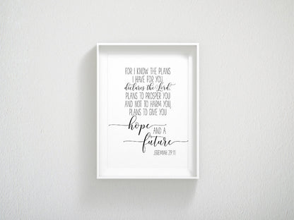 Bible Verse Art For I Know The Plans I Have For You To Give You Hope And a Future