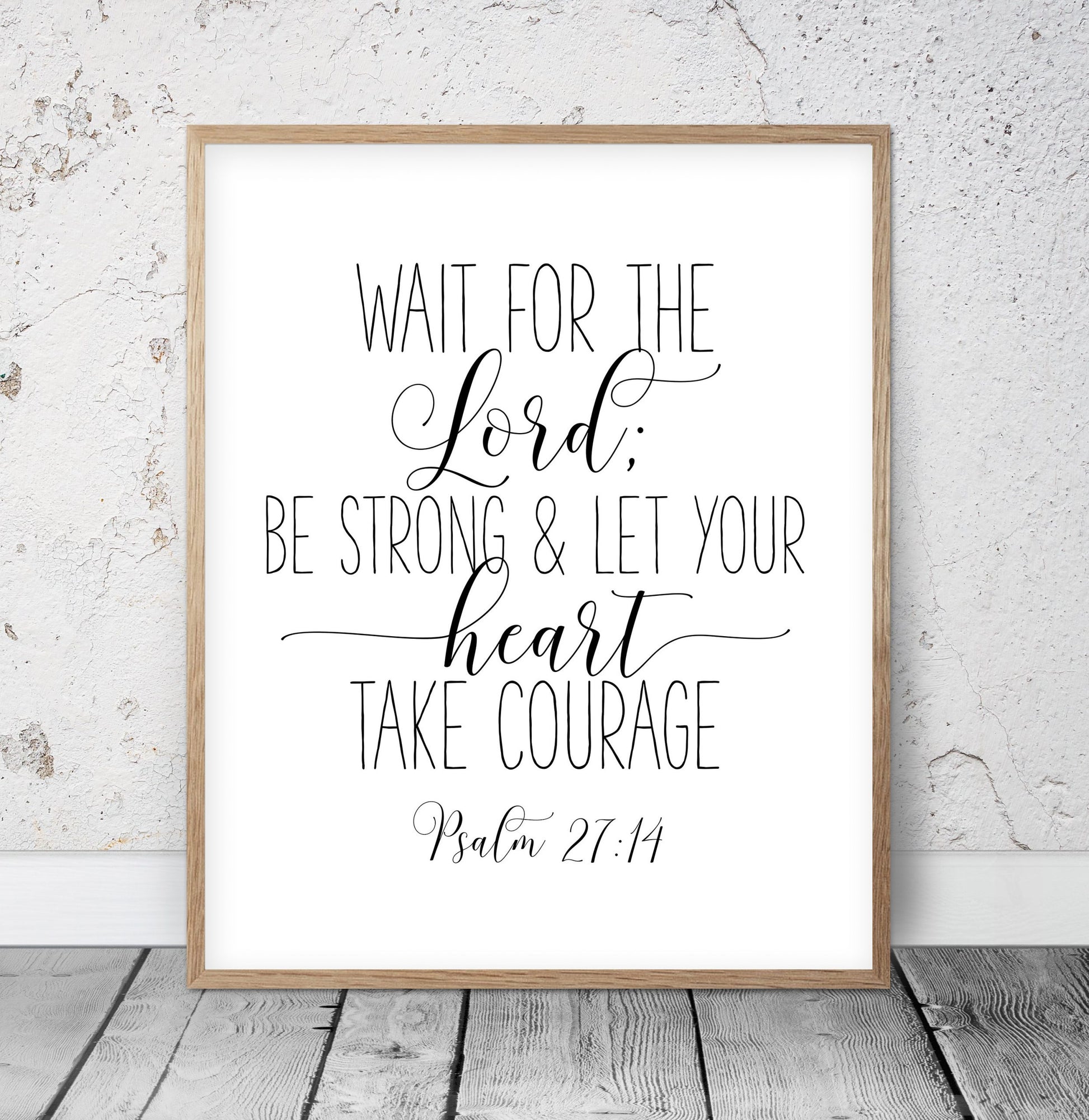 Christian Bible Scripture Wait for the Lord Psalm 27:14, Religious Gifts, Inspirational Wall Art