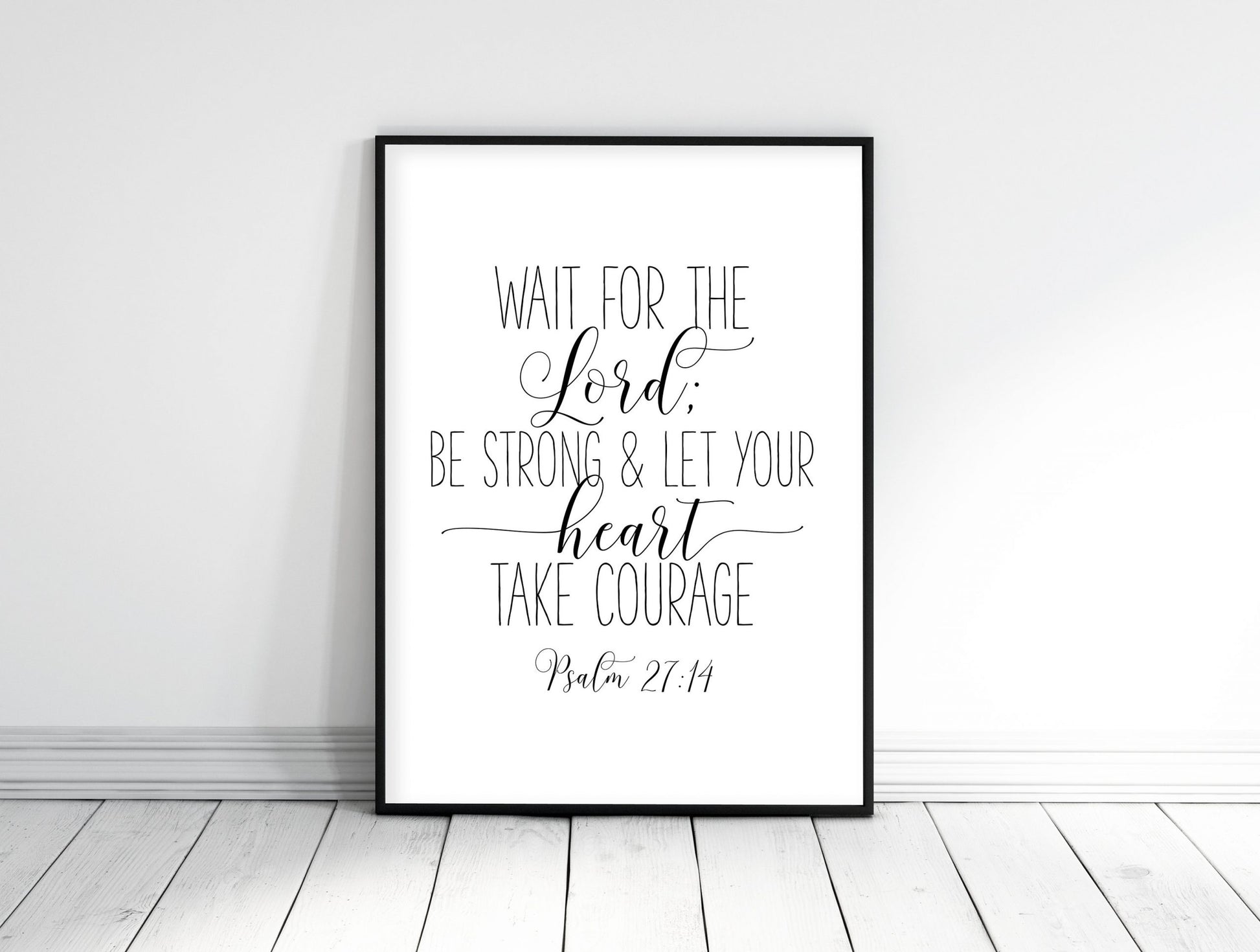 Christian Bible Scripture Wait for the Lord Psalm 27:14, Religious Gifts, Inspirational Wall Art