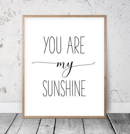 Set of 2, Nursery Prints Set You Are My Sunshine Wall Art, You Make Me Happy Print Art