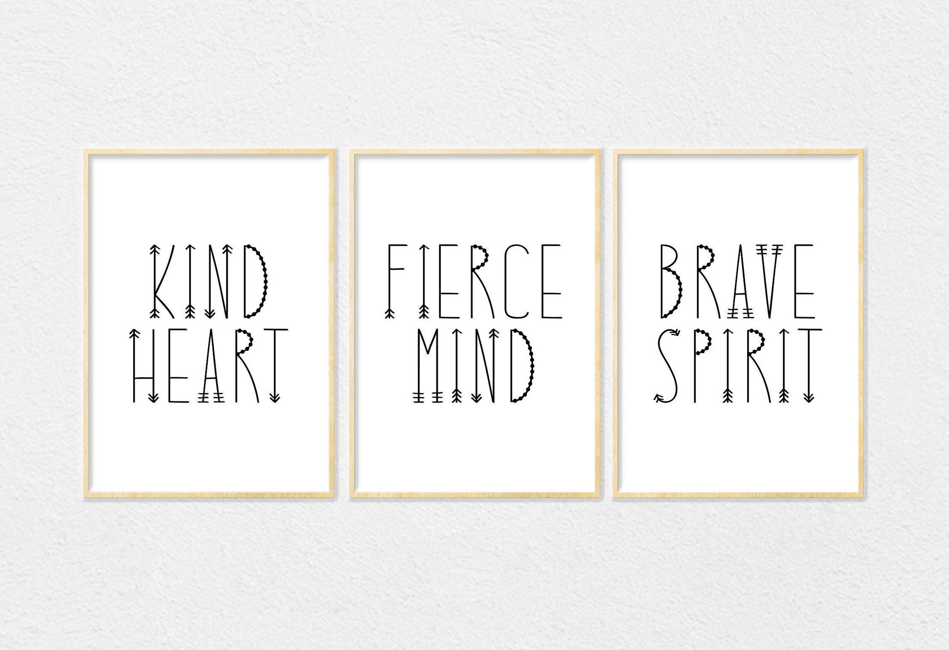Kind Heart Fierce Mind Brave Spirit Nursery Quotes,Kids Wall Print,Boys Wall Art