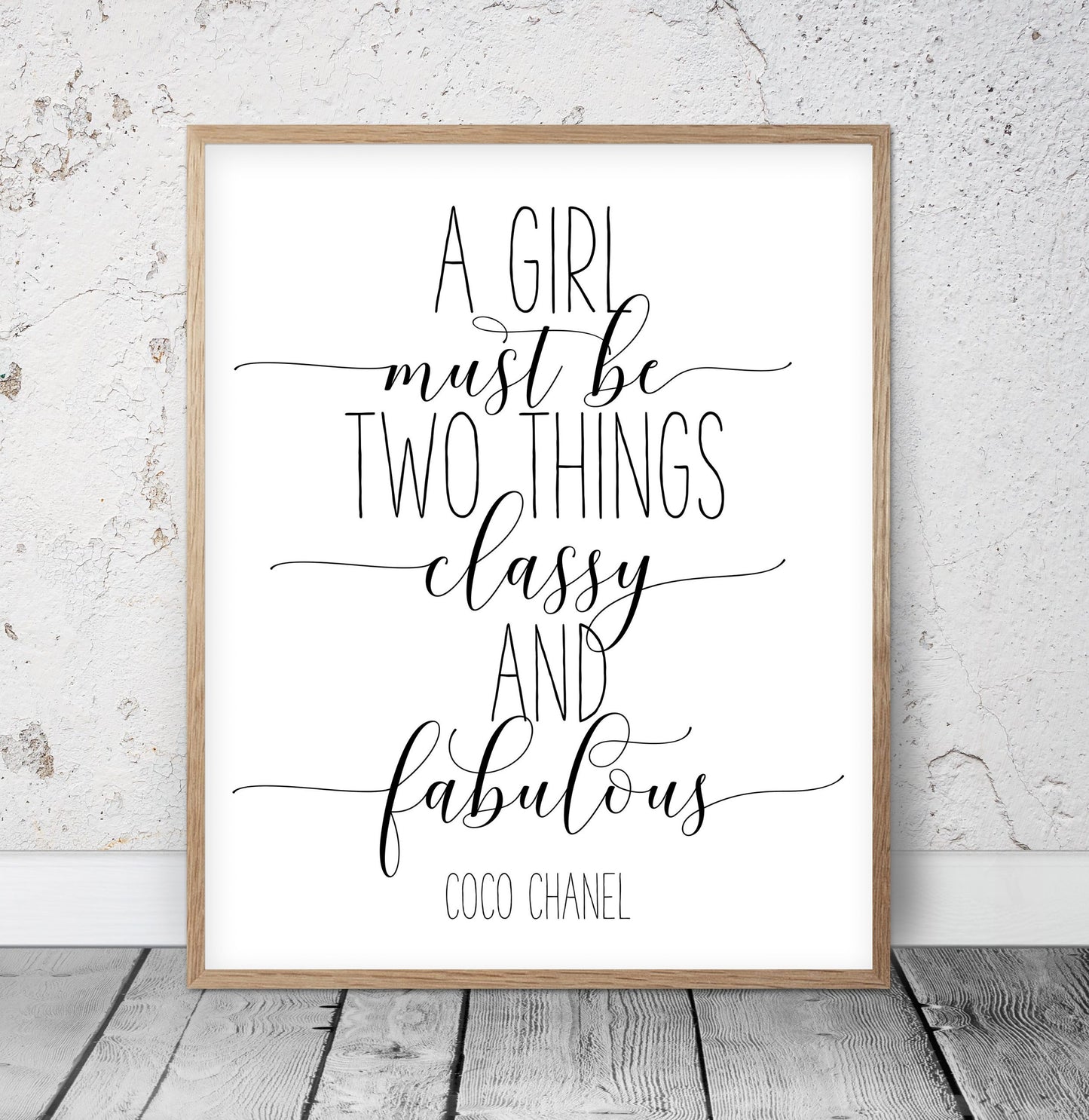 Coco Chanel Print Be Classy, Fashion Wall Art Handwritten Gifts, Girl Room Decor
