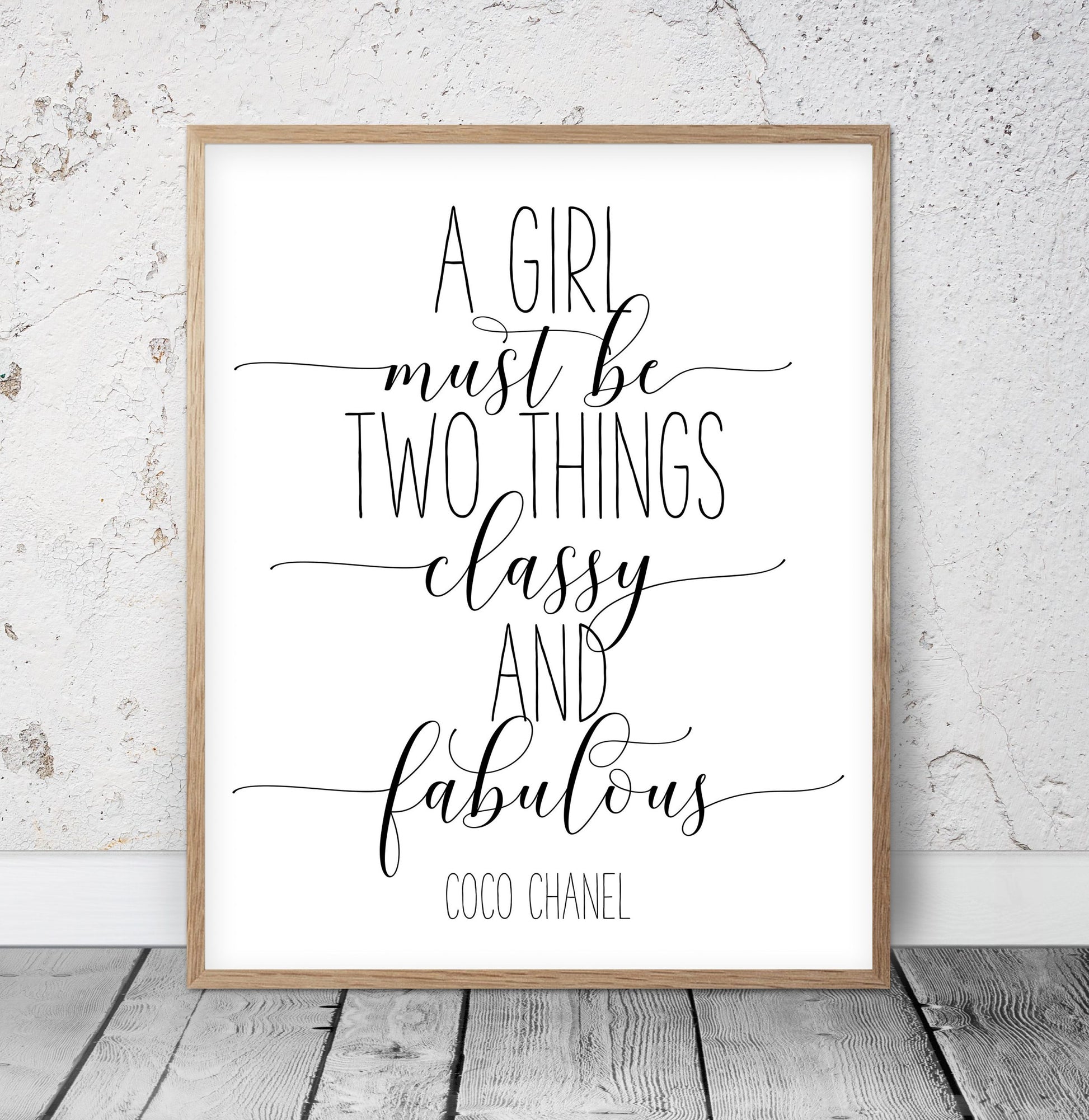 Coco Chanel Print Be Classy, Fashion Wall Art Handwritten Gifts, Girl Room Decor