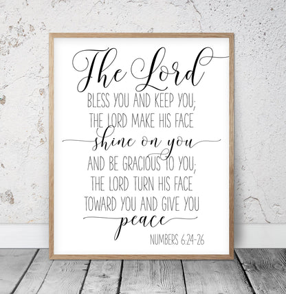 Bible Verse Printable The Lord bless You And Keep You, Numbers 6:24-46, Calligraphy Bible Verse Art