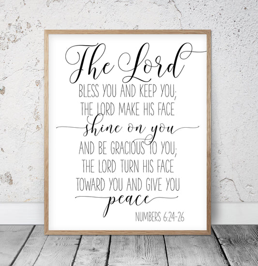 Bible Verse Printable The Lord bless You And Keep You, Numbers 6:24-46, Calligraphy Bible Verse Art