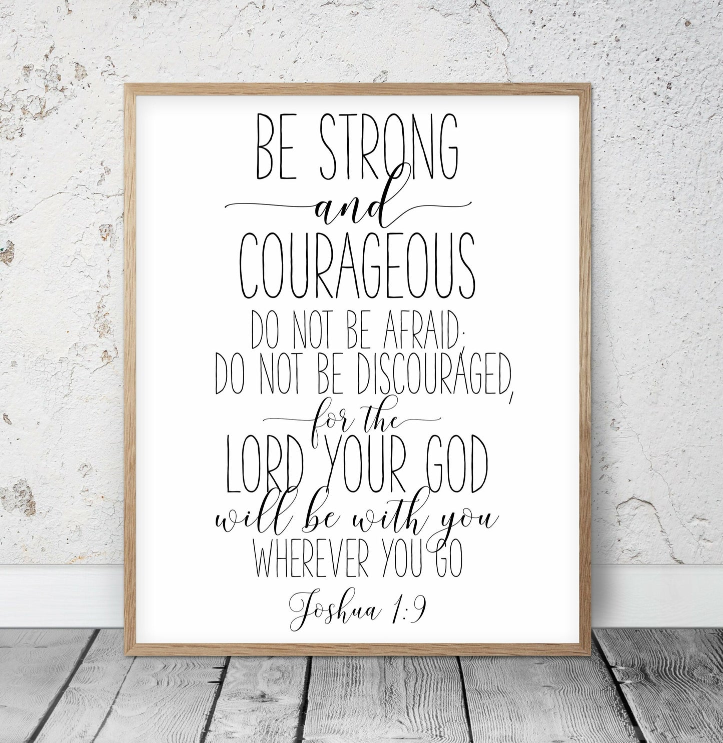 Christian Nursery Sign Be Strong And Courageous, Joshua 1:9, Bible Verse Prints