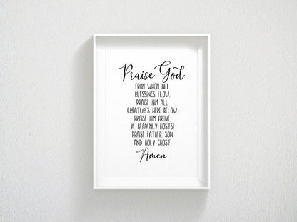 Praise God From Whom All Blessings Flow, Bible Verse Printable Art, Bible Verses Print