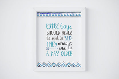 Peter Pan Quote Little Boys Should Never Be Sent to Bed,Bedroom Wall Art Print