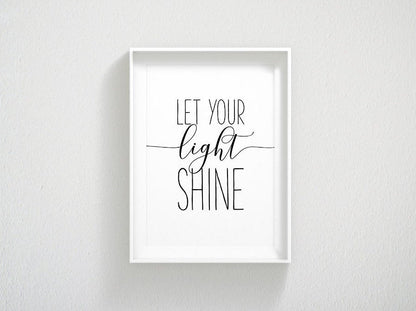 Let Your Light Shine, Christian Decor, Bible Verse Print, Printable Scripture,Room Decor