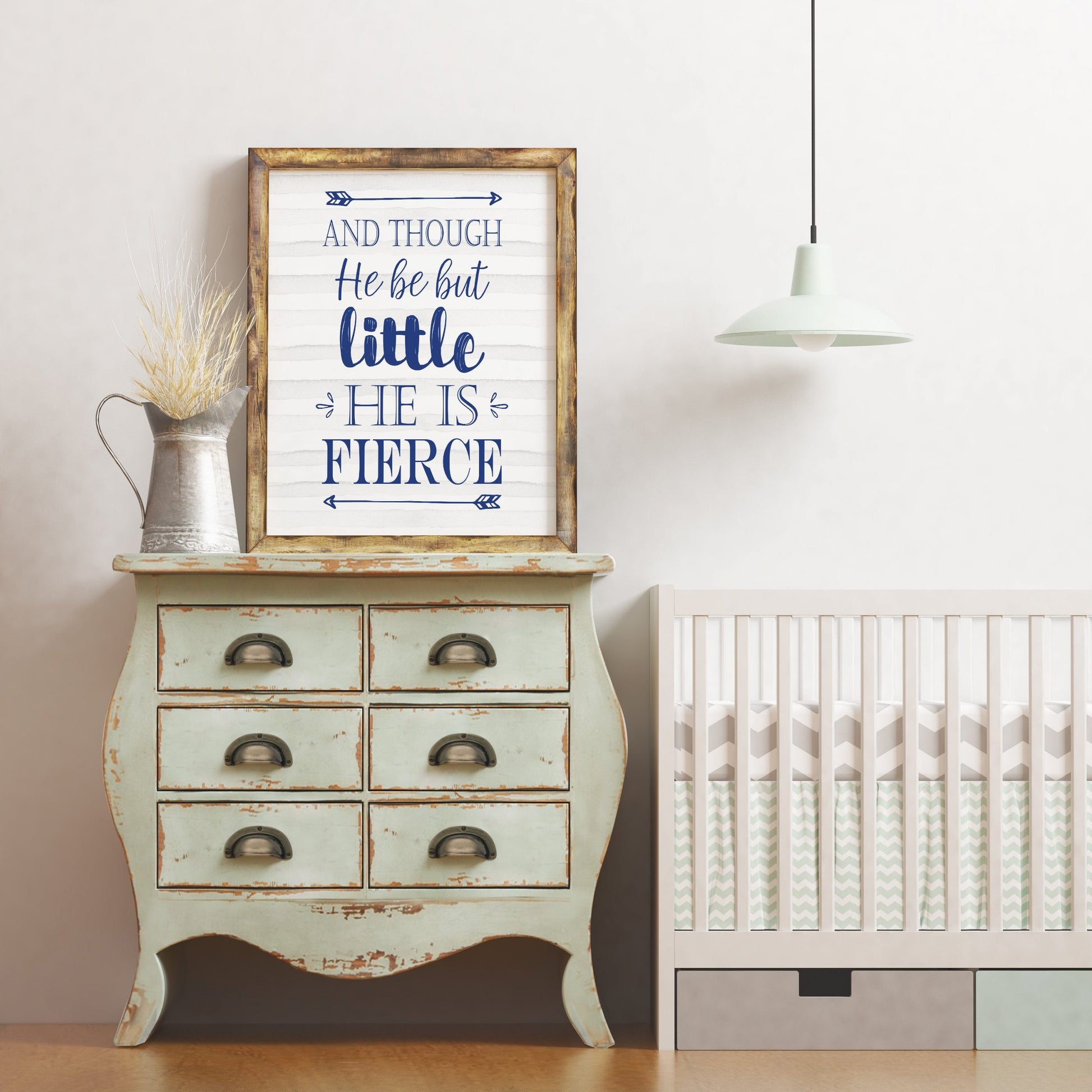 Nursery Art Print And Though He Be But Little He Is Fierce, Boys Nursery Print