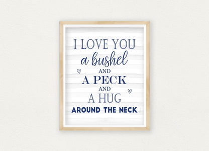 I Love You a Bushel And A Peck, Wedding Anniversary Gift, Boys Room Wal Art