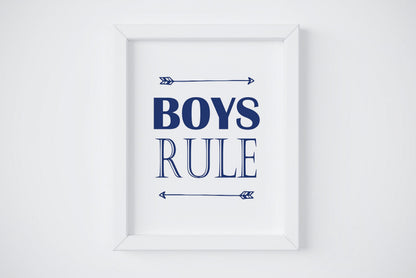 Boys Rule,Boys Room Decor,Boys Nursery Wall Art,Nursery Print Home Decor