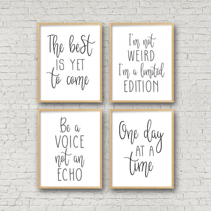 Set of 4 : Inspirational Quotes The Best Is Yet To Come,I'm Not Weird I'm Limited Edition