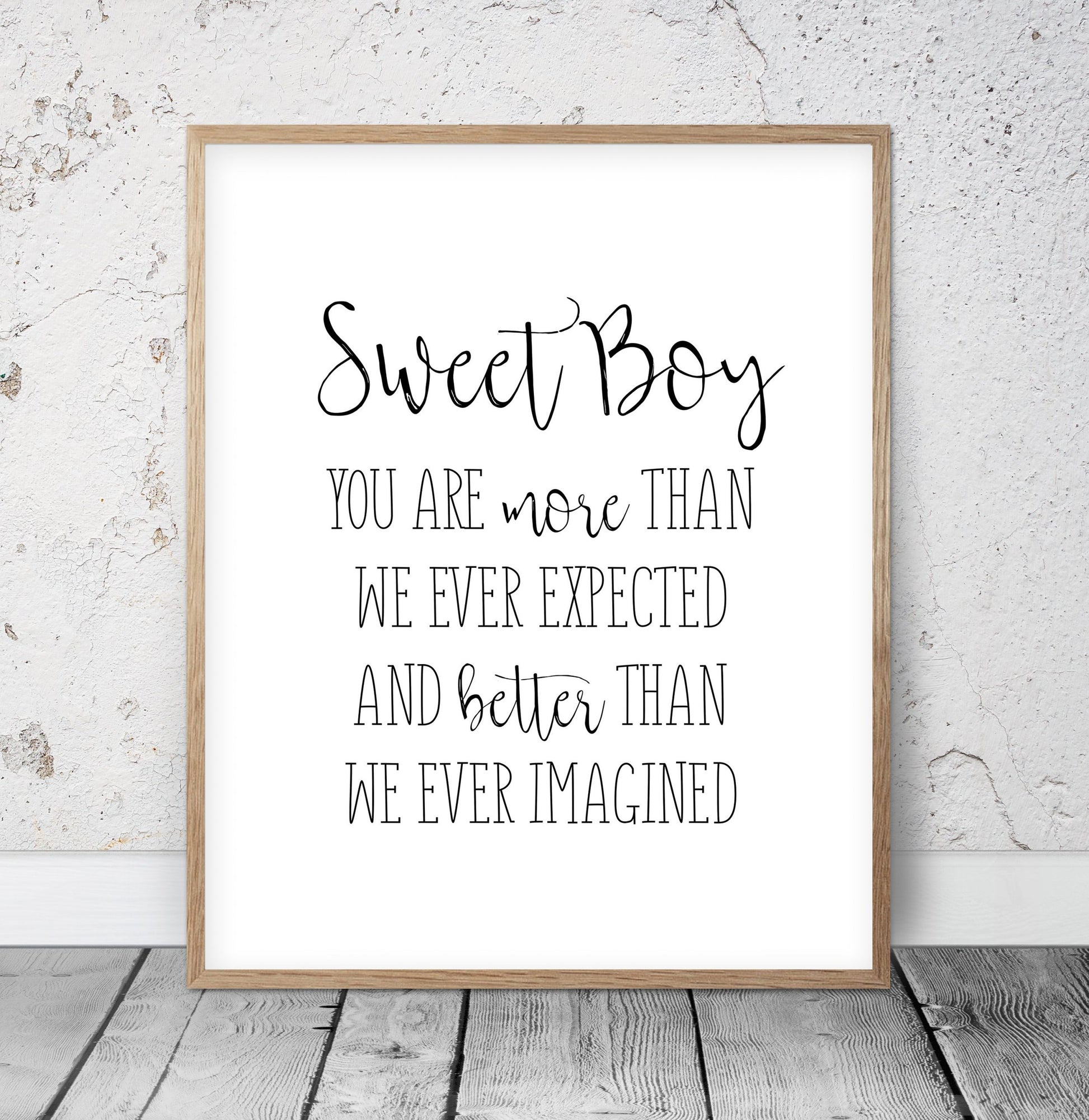 Sweet Boy You Are More Than We Ever Expected,Room Decor,Nursery Wall Art
