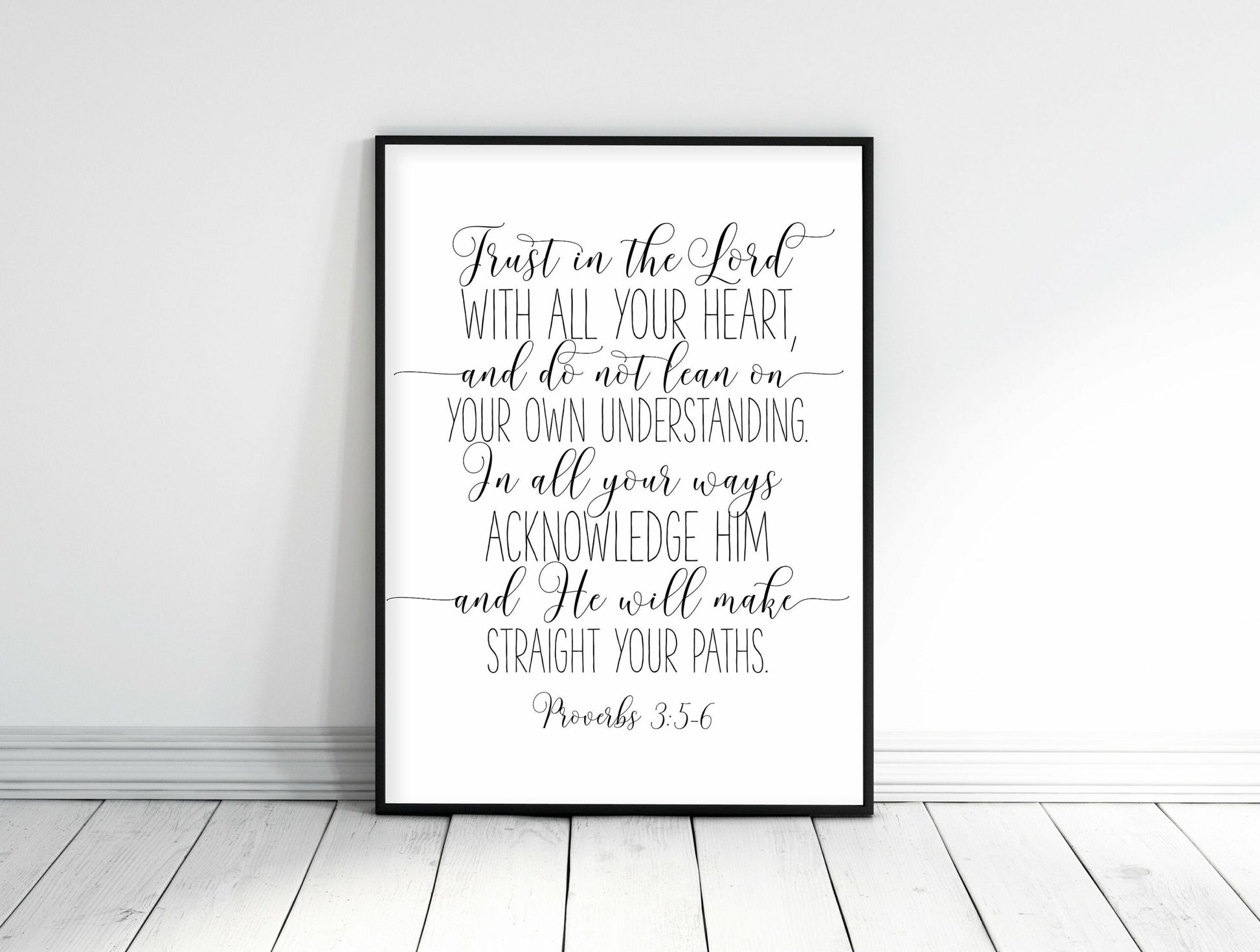 Trust in the Lord, Proverbs 3 5-6 , Nursery Bible Verse Prints, Wall Art, Nursery Kids Room Decor