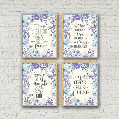 Such A Big Miracle In Such A Little Girl,Flowers Watercolor,Floral Nursery Wall Art