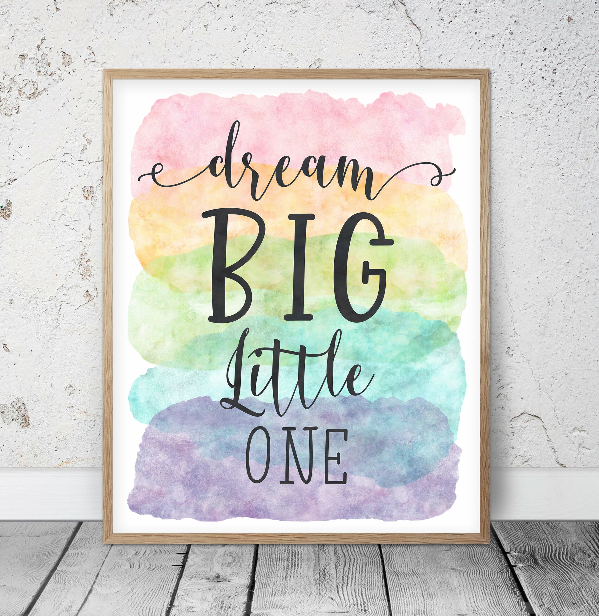 Dream Big Little One, Dream Big Sign, Nursery Watercolor Wall Art,Room Decor