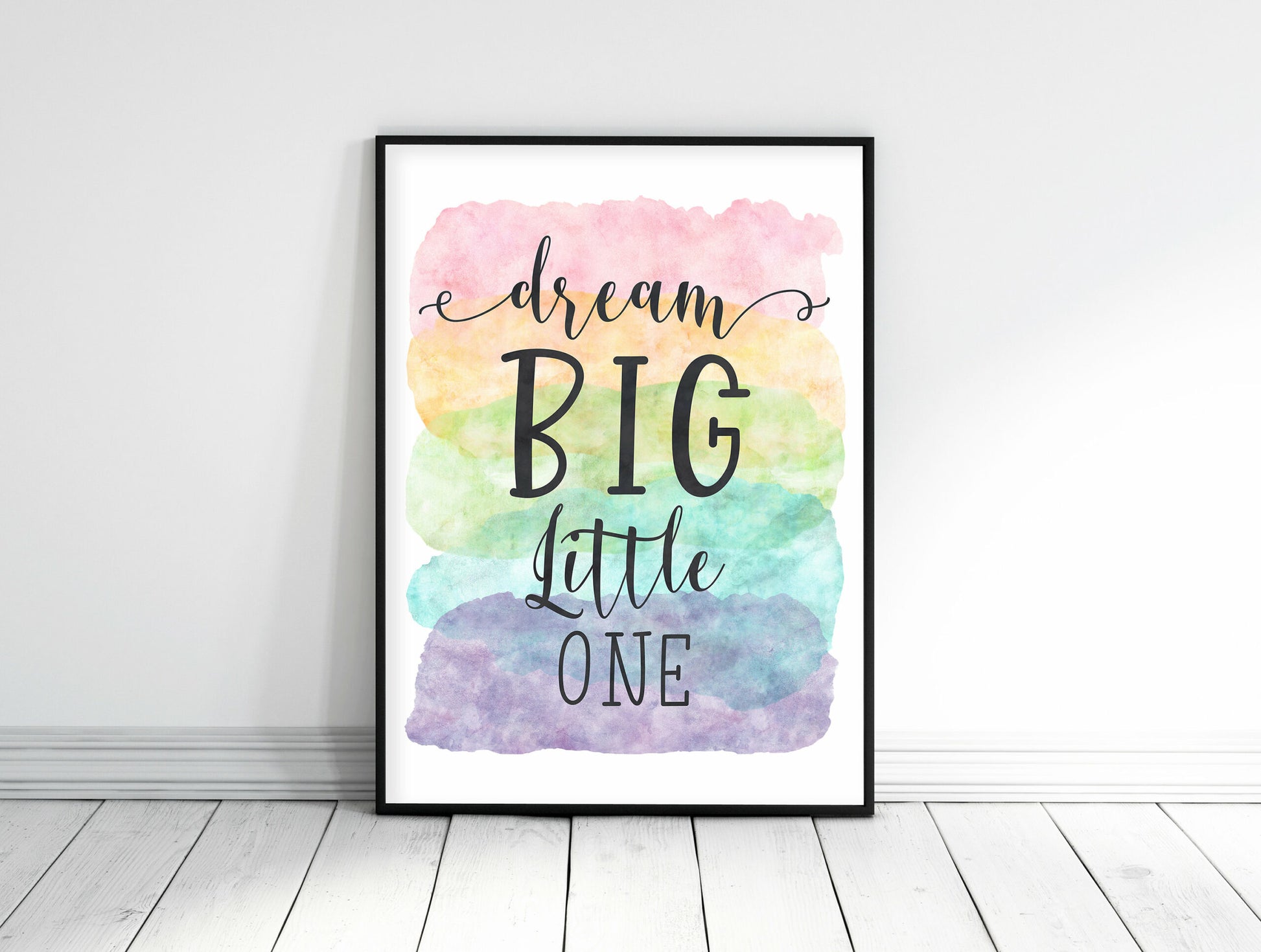 Dream Big Little One, Dream Big Sign, Nursery Watercolor Wall Art,Room Decor