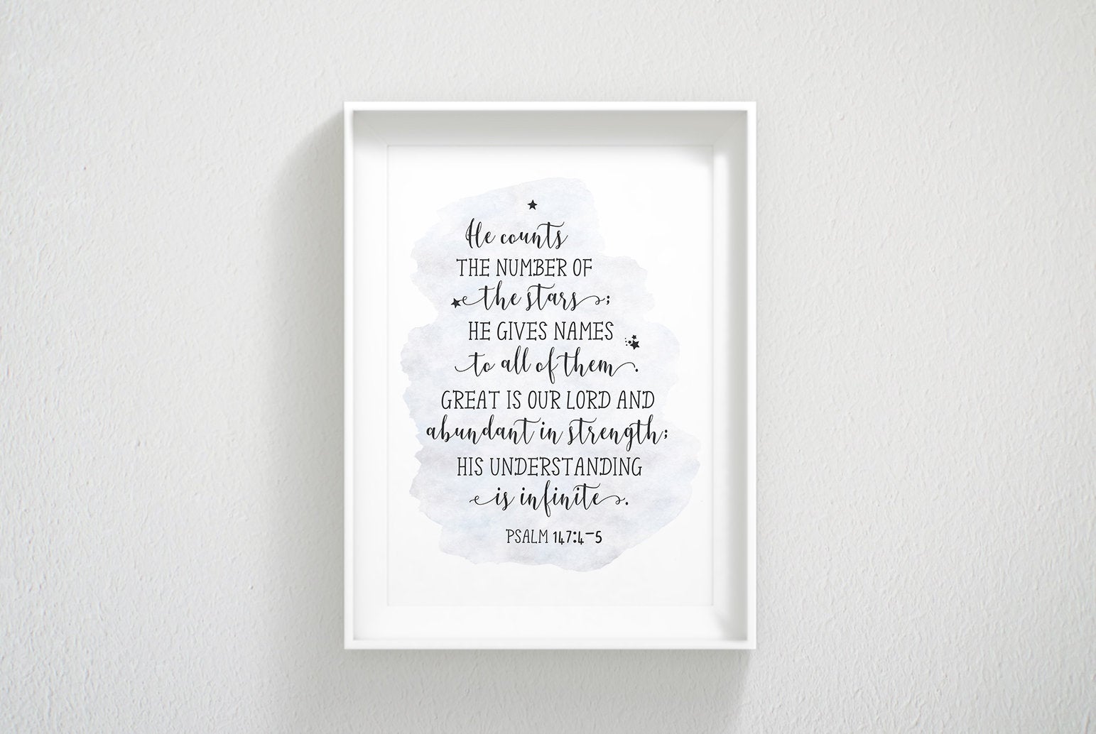 He Counts the Stars, Psalm 147:4, Bible Verse Wall Art, Printable Scripture Art,Nursery Room Prints