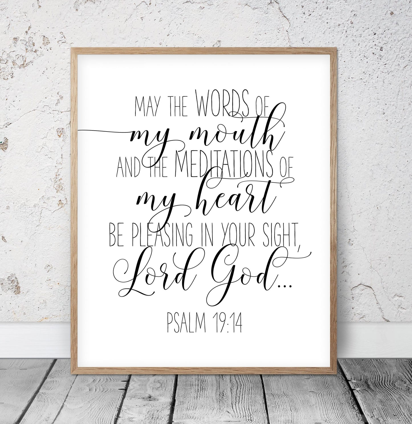 Psalm 19:14 May the Words Of My Mouth, Scripture Wall Art, Christian Prints, Bible Verse Print