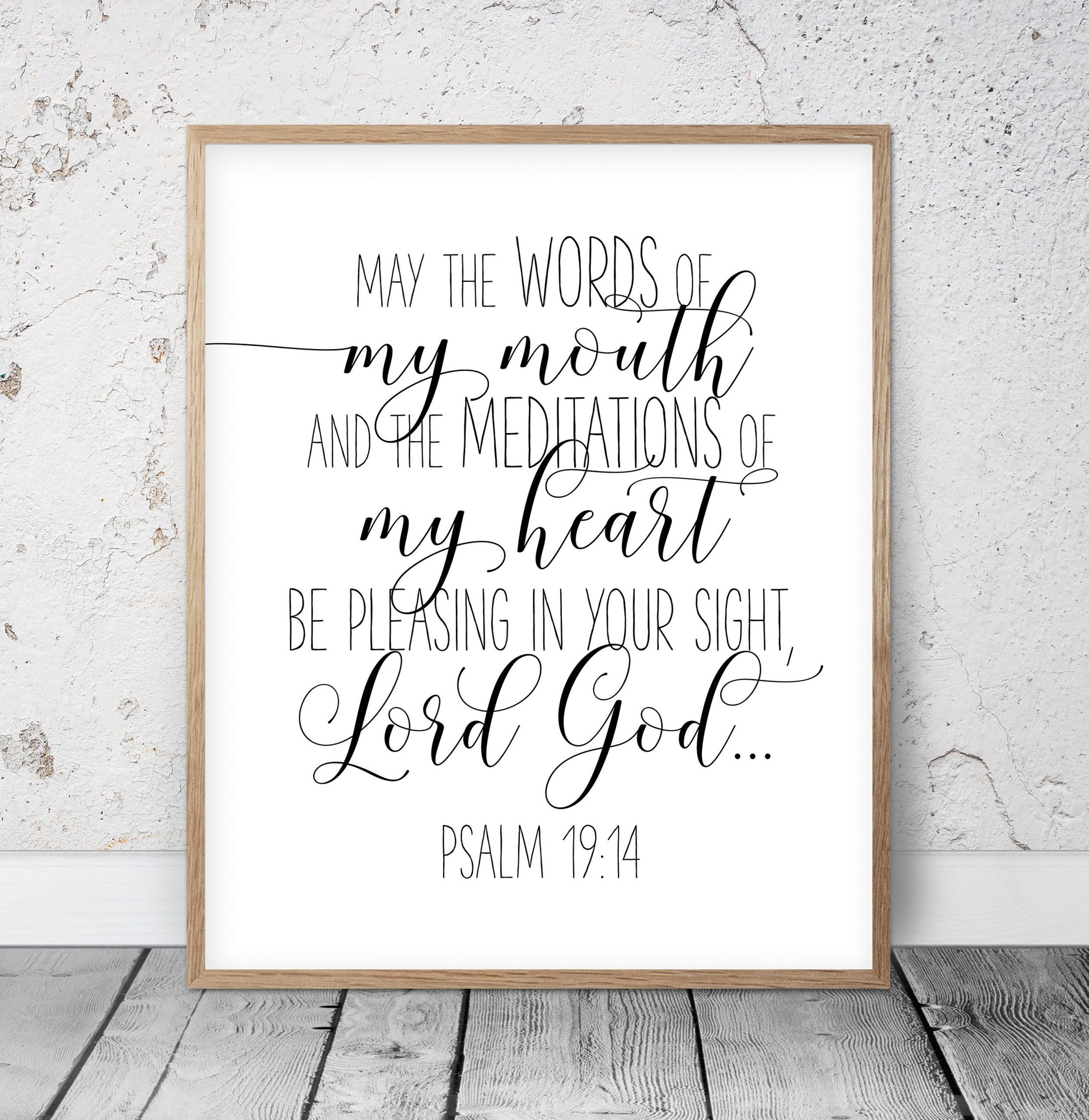 Psalm 19:14 May the Words Of My Mouth, Scripture Wall Art, Christian Prints, Bible Verse Print