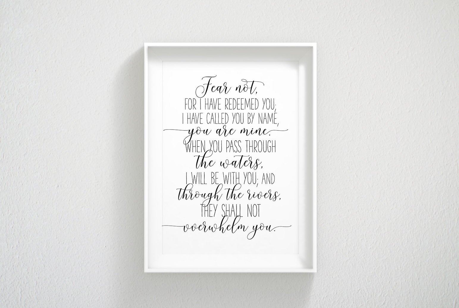 Isaiah 43:1 Fear Not I Have Redeemed You, Nursery Bible Verse Wall Art, Girls Room Decor