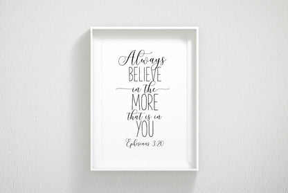 Bible Verse Printable Ephesians 3:20, Nursery Prints, Religious Art,Girls Room Decor, Scripture Prints