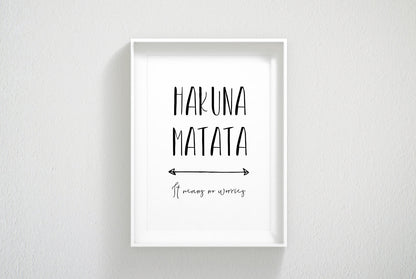 Hakuna Matata Print, Children Prints, Kids Room Decor, Nursery Wall Art