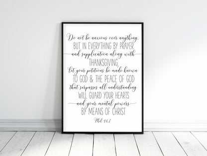 Do Not Be Anxious, Philippians 4:6-7, Christian Wall art, Bible Verse Wall Art, Nursery Printable Art